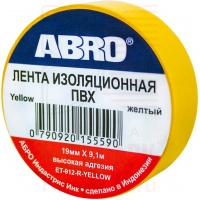 ABRO изолента желтая 19ммx9,1м ABRO изолента желтая 19ммx9,1м